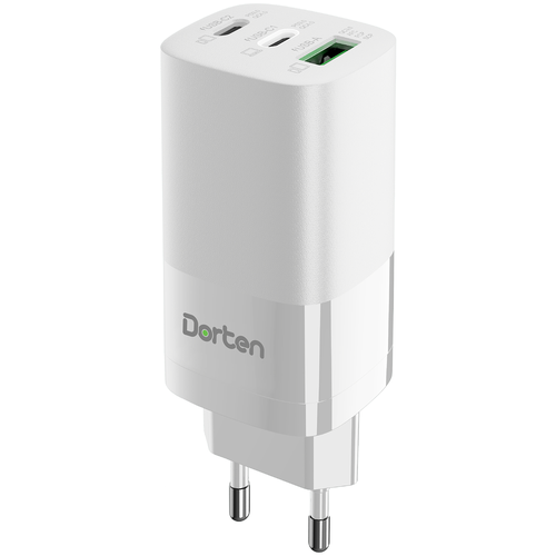 Зарядное устройство сетевое Dorten GaN 2хUSB-C + USB-A 65W White