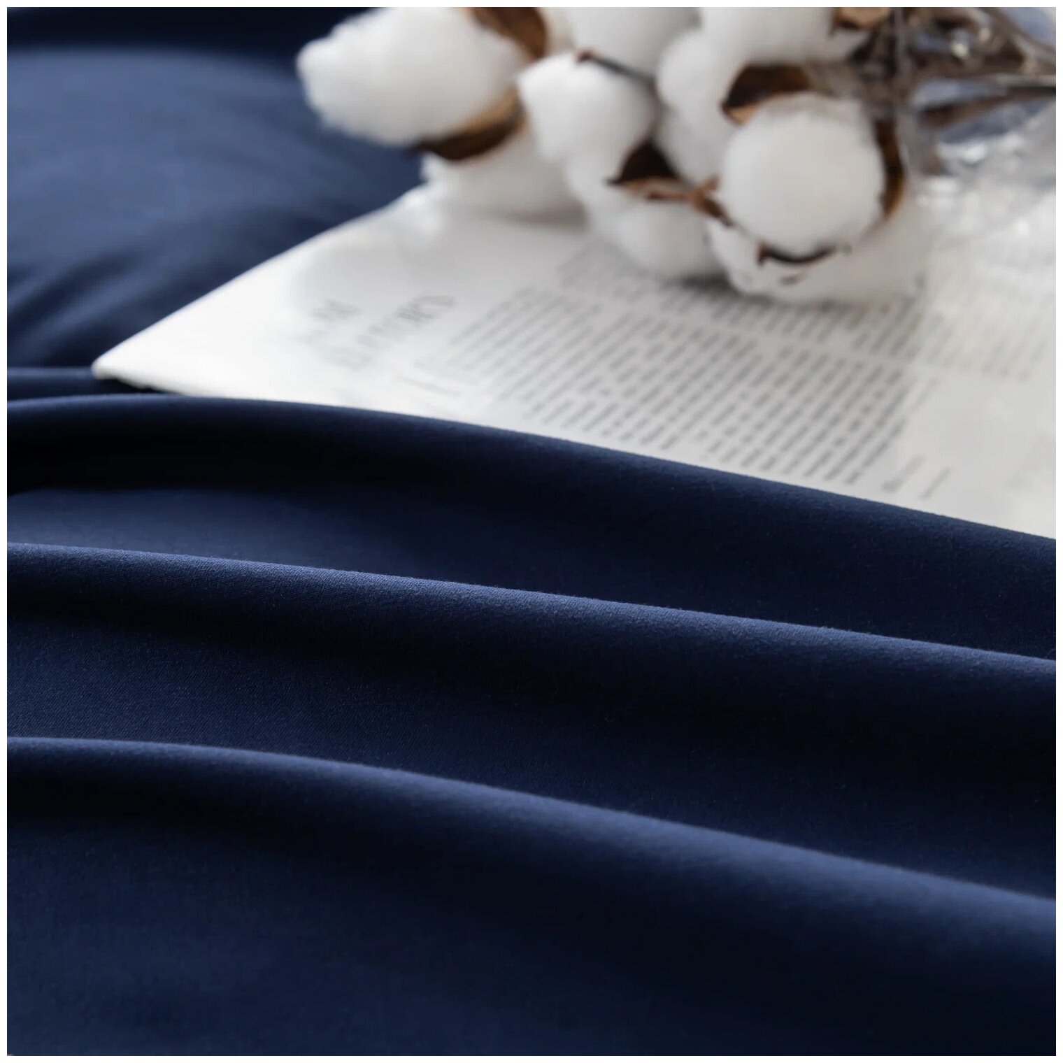Комплект постельного белья Ситрейд CHR021, евростандарт, сатин, темно-синий - фотография № 2