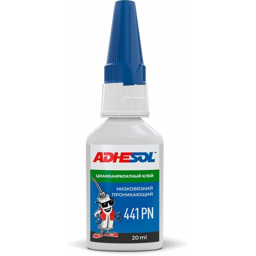 клей цианоакрилатный средней вязкости adhesol 443 20мл Цианоакрилатный клей низкой вязкости, проникающий ADHESOL 441Pn, 20мл.