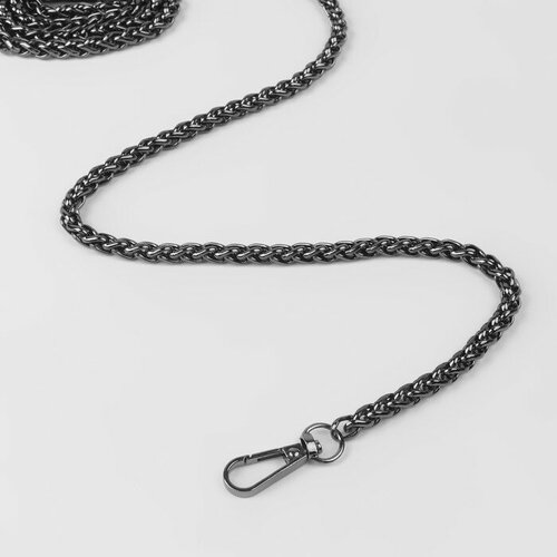 Арт Узор Цепочка для сумки, с карабинами, железная, 7 × 7 мм, 120 см, цвет чёрный никель