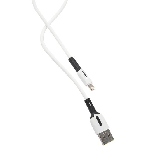 Дата кабель USB - Lightning USAMS US-SJ456 U51 с индикатором, силиконовый 2м/Провод USB - Lightning разъем/Зарядный кабель, белый (SJ456USB01)