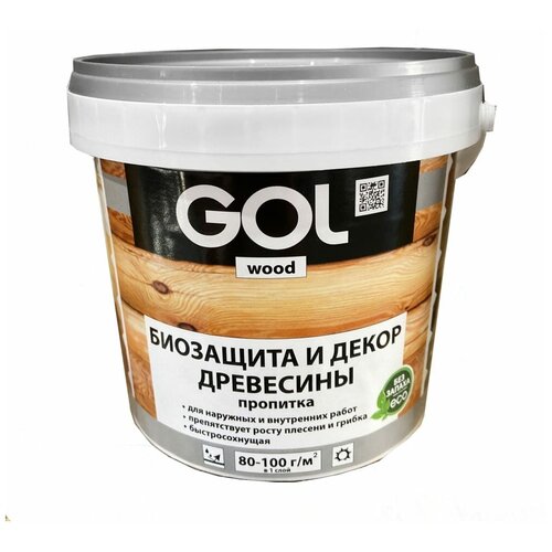 GOL / Wd.232.09, Пропитка защитно-декоративная GOL wood AQUA (0,9 кг), дуб/ oak