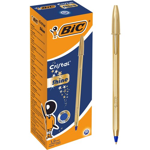 Ручка шариков. Bic Cristal Gold (9213401) золотистый d=0.32мм син. черн. кор. карт.