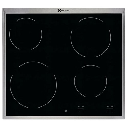 Электрическая варочная панель Electrolux CPE 6420 KX Hob, с рамкой, цвет панели черный, цвет рамки серебристый электрическая варочная панель electrolux ehf 6240 xxk с рамкой цвет панели черный цвет рамки серебристый