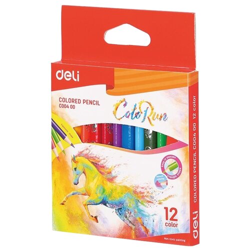 Deli Карандаши цветные короткие ColoRun 12 цветов (EC00400)