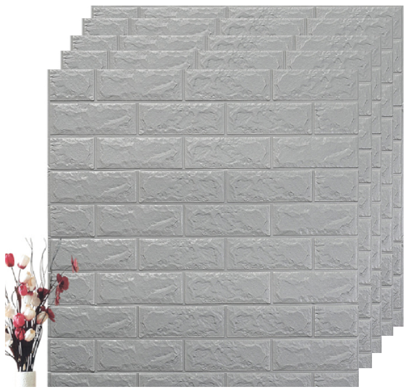 Панели самоклеющиеся (комплект 5 шт) для стен декоративные, 3D, мягкие 70х77 см, толщина 6 мм, RAMMAX