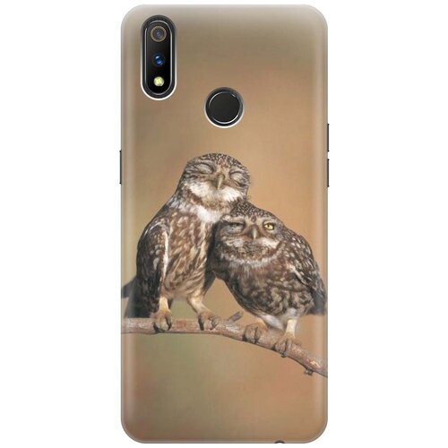фото Cиликоновый чехол на realme 3 pro / рилми 3 про с принтом "пара совушек" gosso