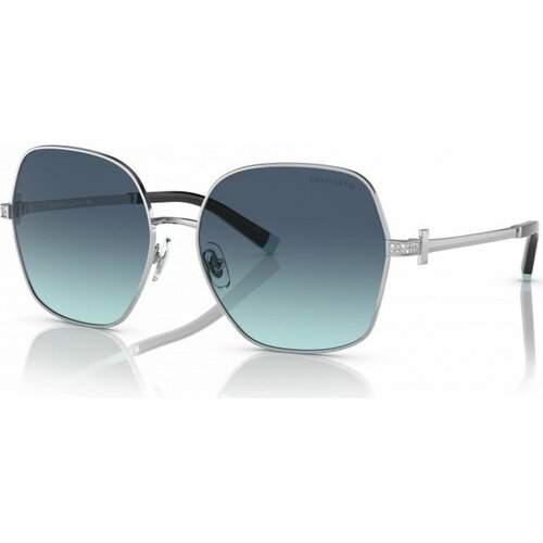 фото Солнцезащитные очки tiffany, прямоугольные, оправа: металл, с защитой от уф, градиентные, для женщин, серебряный