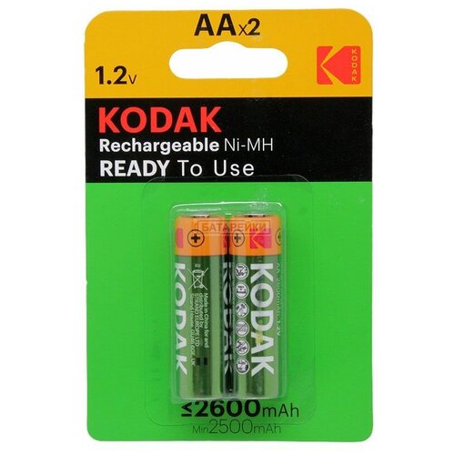 Аккумулятор тип AA Kodak 2600mAh (2шт в блистере), (KAAHR-2/2600mAh) kodak 6601058 kodak ra 4 стартер для lorr bleachfix 1 2