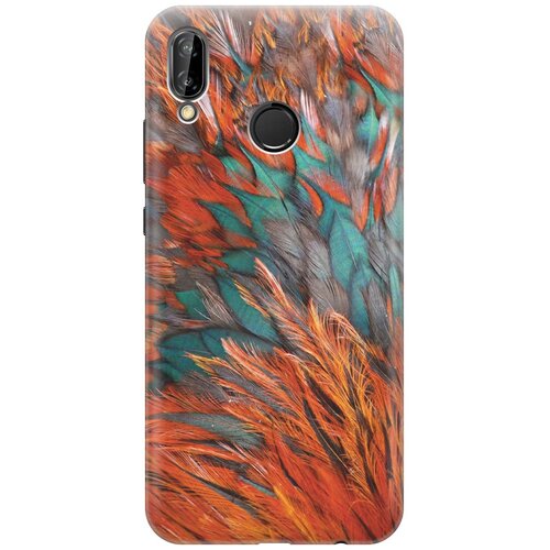 фото Gosso ультратонкий силиконовый чехол-накладка для huawei p20 lite с принтом "разноцветные перья"