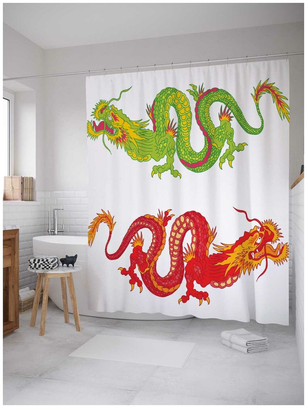 Штора для ванной JoyArty Цветные драконы 180х200 (sc-17915)