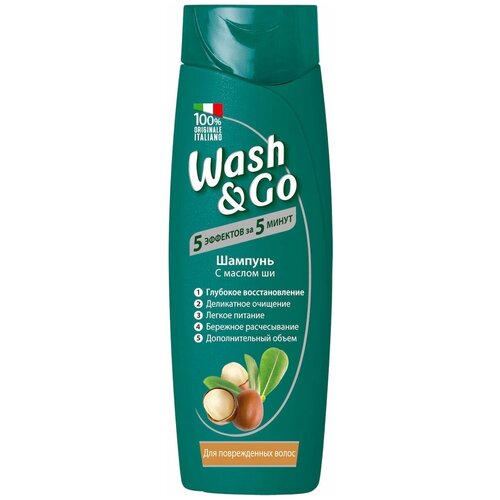 Wash & Go шампунь с маслом ши для поврежденных волос, 400 мл