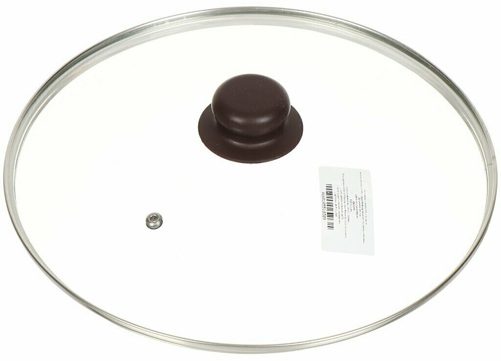 Крышка для посуды стекло 28 см Daniks Коричневый металлический обод кнопка бакелит Д4128K