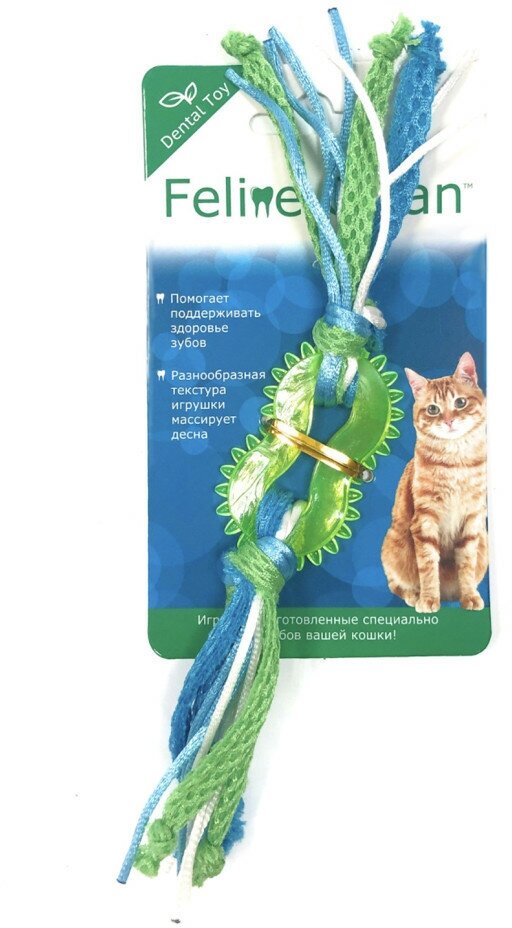 Feline Clean Dental игрушка для кошек Колечко прорезыватель с лентами, резина