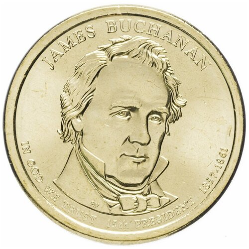 15d монета сша 2010 год 1 доллар джеймс бьюкенен 2010 год латунь unc Монета 1 доллар Джеймс Бьюкенен. Президенты США, 2010 г. в. UNC