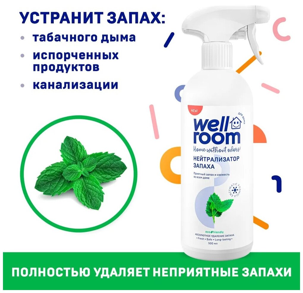 Нейтрализатор запаха Wellroom мята, 500 мл