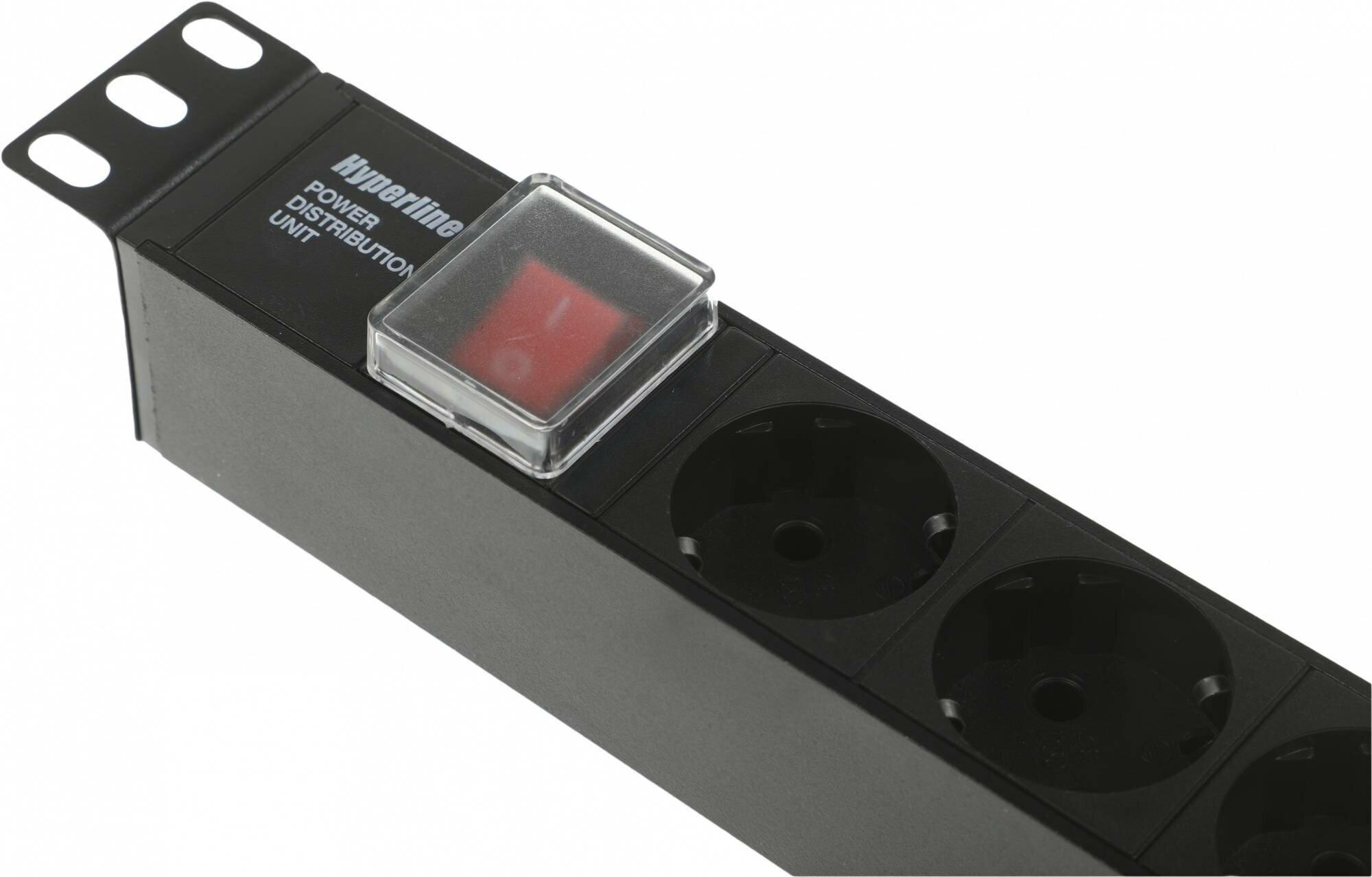 Schuko Блок розеток 19 250В 1U 10А 8 розеток с выключателем разъем IEC 60320 C14 алюминиевый корпус Hyperline - фото №8