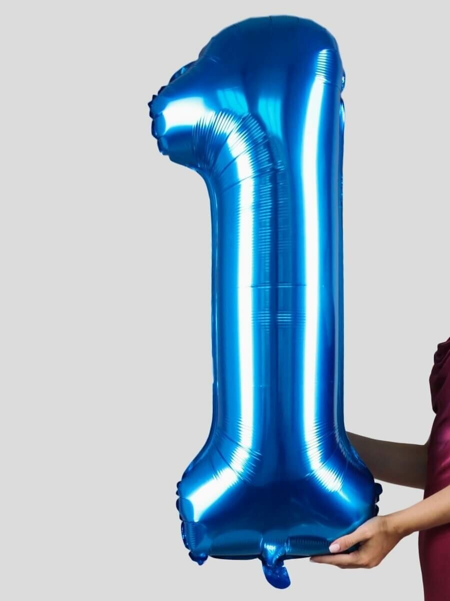 Воздушный шар фольгированный Riota Цифра 1, синяя, 101 см