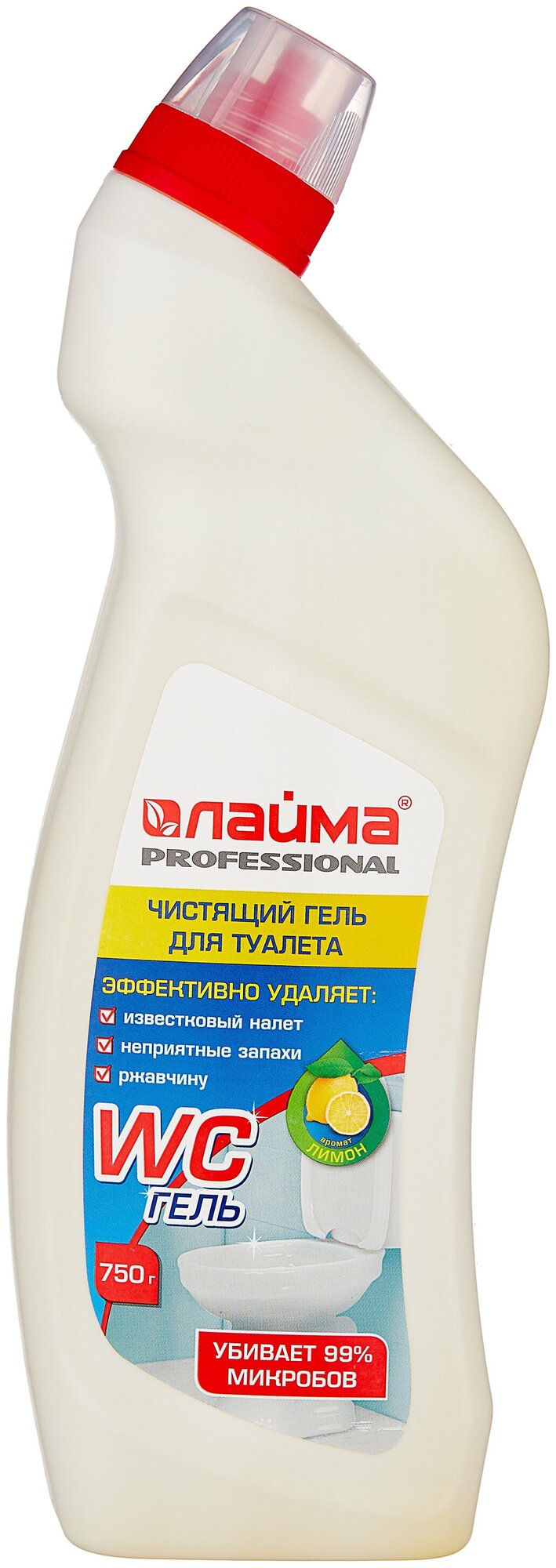 Средство для уборки туалета кислотное 750 г, LAIMA PROFESSIONAL "Лимон-WC Гель", утенок, 604793