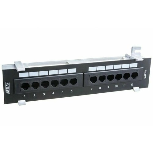 Патч-панель NETLAN 12 портов, RJ-45, 1U, саt. 5е, настенная, EC-UWP-12-UD2 onti 24 ports cat6 utp keystone patch panel 19 inch 1u rj45 patch panel cat6 cable frame 24port listed rackmount panel