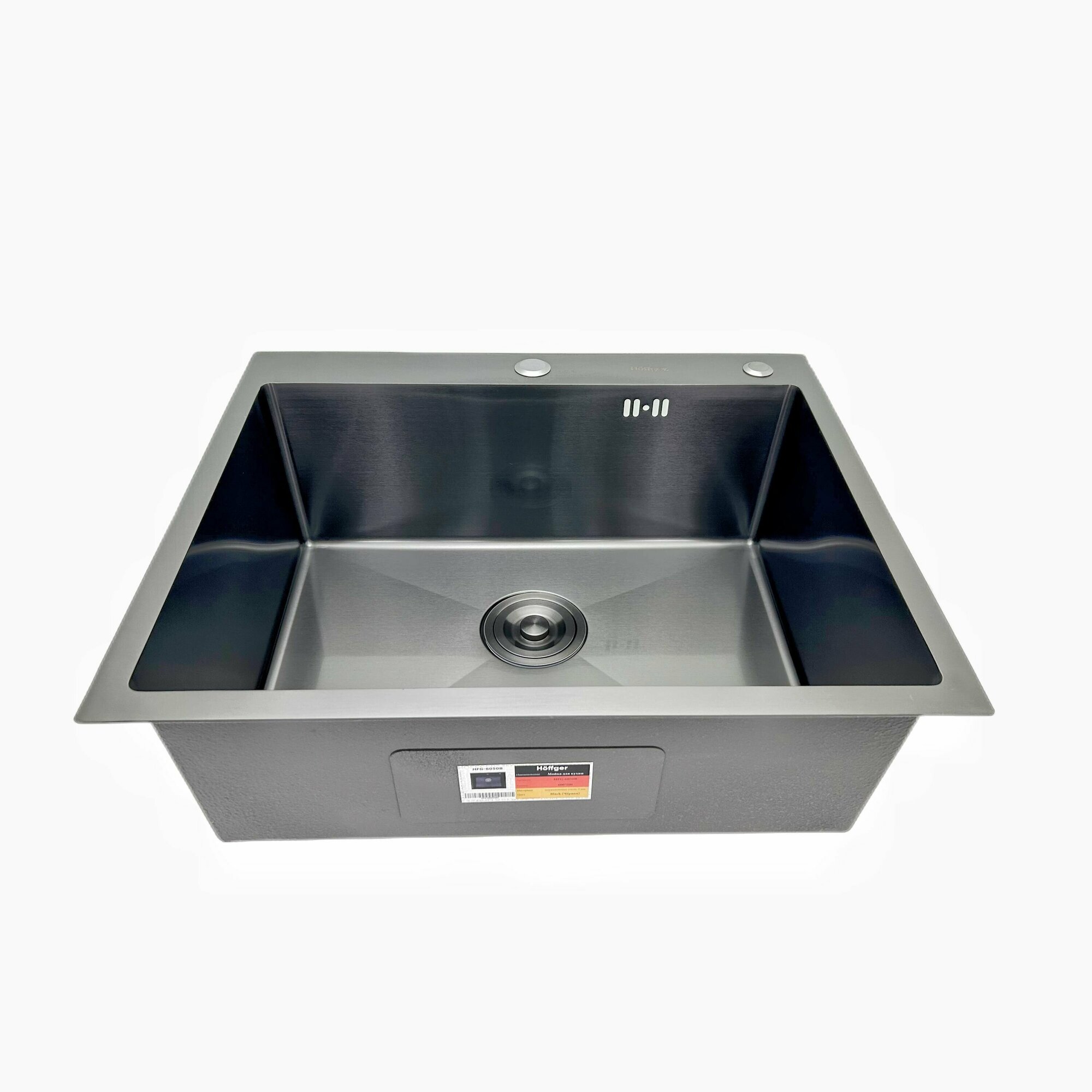 Мойка для кухни, раковина для кухни Hoffger HFG-6050 Black, нержавеющая сталь, PVD - фотография № 2