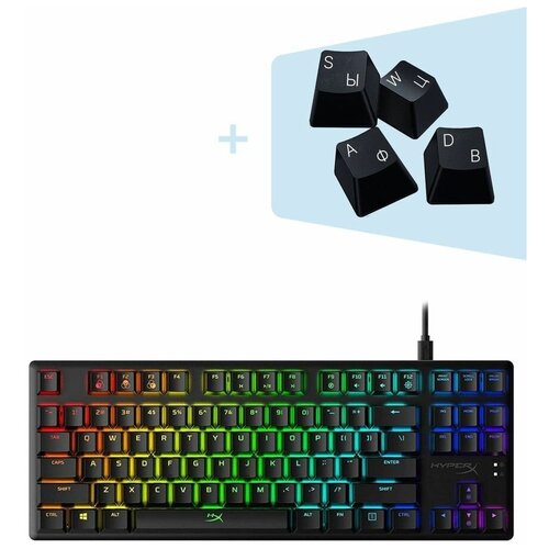 Клавиатура HYPERX Alloy Origins Core RGB, USB, без русского алфавита, с русскими клавишами в комплекте черный [4p5p3aa#aba]