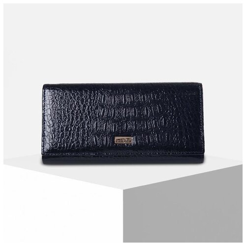 фото Кошелек жен 03-02-01, 19*3*9 см, 3 отд, д/карт, д/монет, 2 отд рамка, черный 6491191 сима-ленд