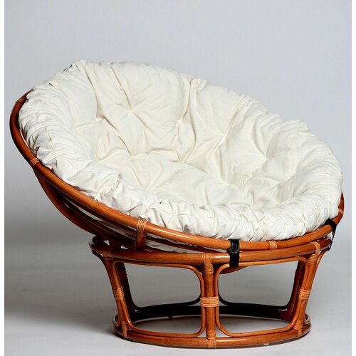 Кресло из натурального ротанга папасан 110 см Коньяк/Белая