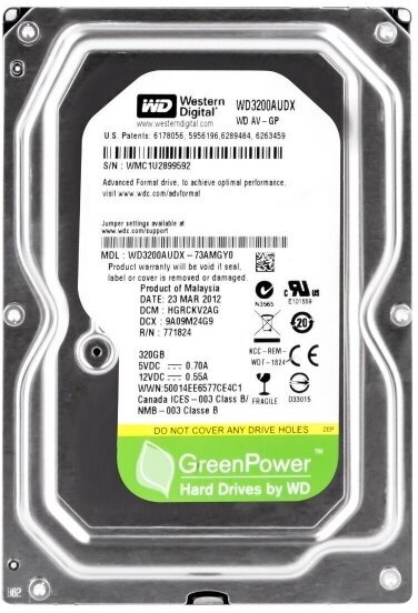 Жесткий диск Western Digital WD3200AUDX 320Gb SATA 3.5" HDD