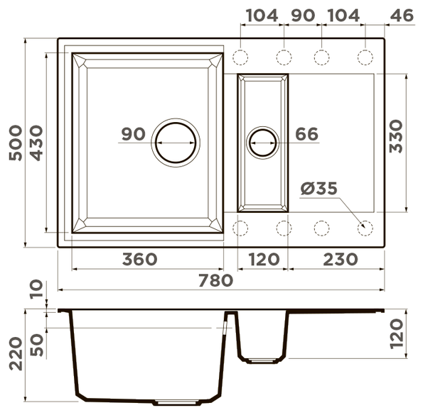 Кухонная мойка OMOIKIRI Sakaime 78-2-PL (4993199) - фотография № 4