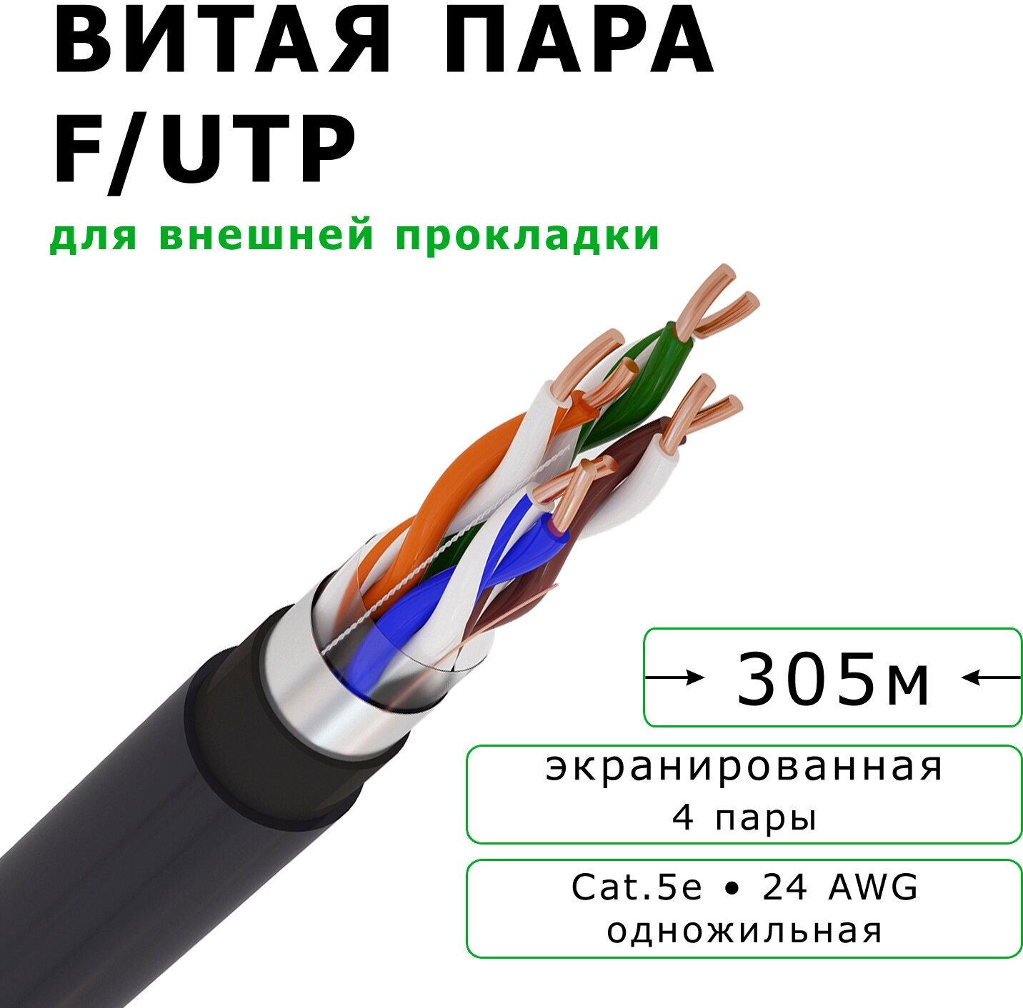 Кабель витая пара Gekar-lan F/UTP CU Cat5e PVC/LDPE 4х2х052