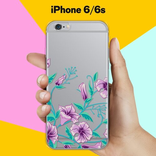 Силиконовый чехол Фиолетовые цветы на Apple iPhone 6/6s силиконовый чехол на apple iphone 6s plus 6 plus эпл айфон 6 плюс 6с плюс с рисунком фиолетовые листья