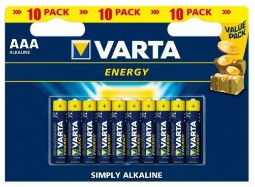 Батарейка Varta ENERGY LR03 AAA BL10 Alkaline 1.5V (4103) (10/200) Varta ENERGY LR03 AAA (04103229491) - фото №2