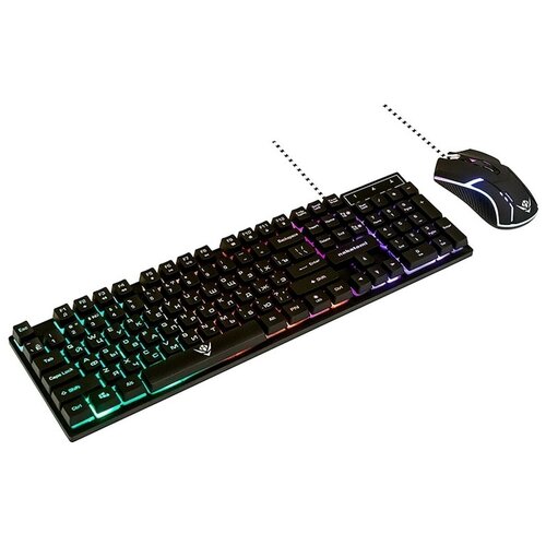 Проводной игровой набор KMG-2305U BLACK Nakatomi Gaming - клавиатура + опт. мышь с RGB подсветкой набор игровой клавиатура мышь проводной nakatomi kmg 2305u черный