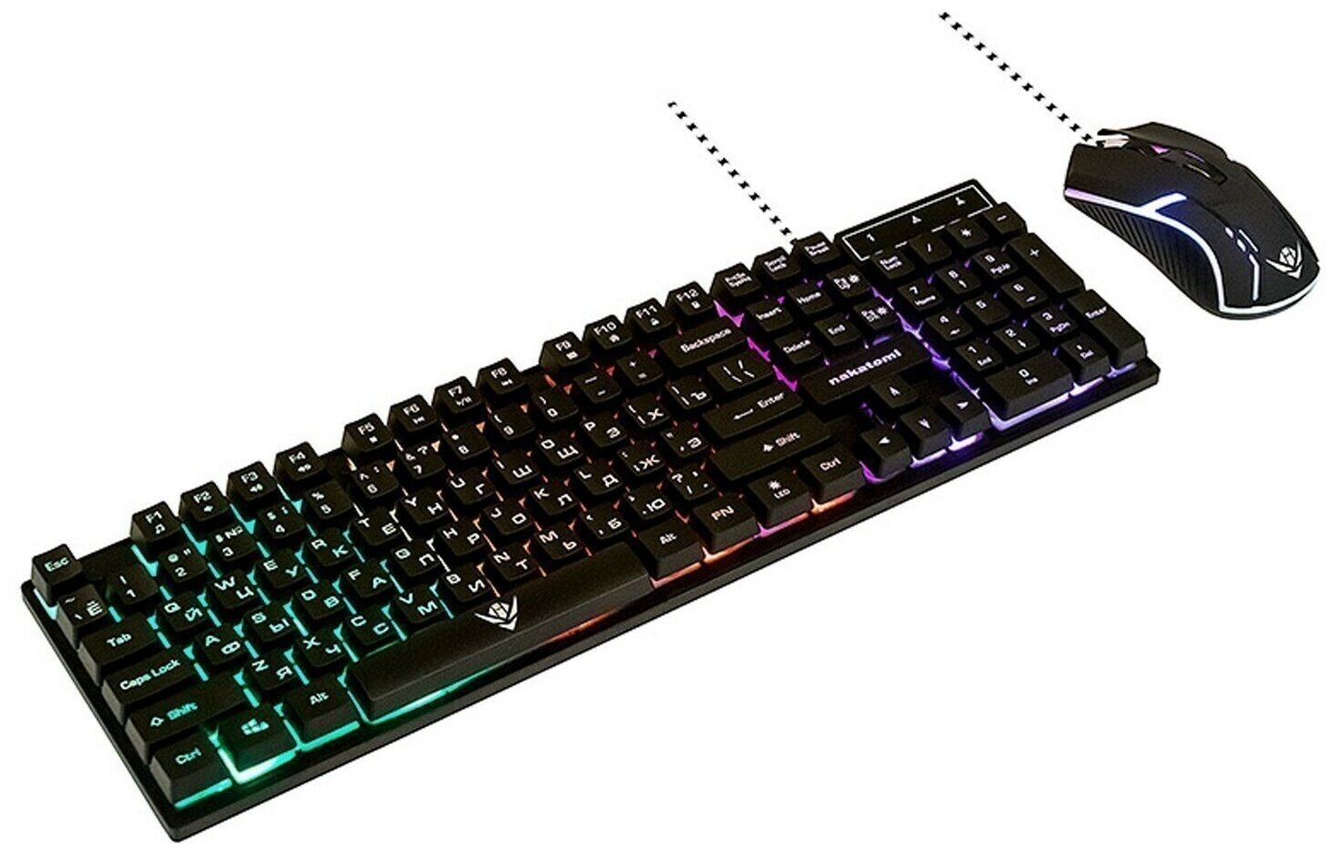 Проводной игровой набор KMG-2305U BLACK Nakatomi Gaming - клавиатура + опт. мышь с RGB подсветкой