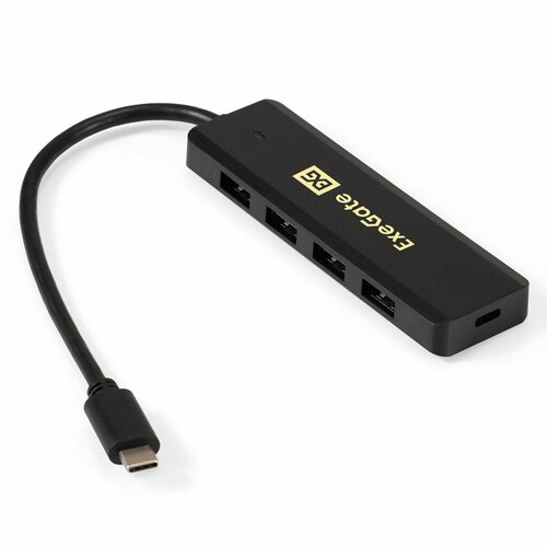 USB-Хаб (концентратор) 4-в-1 ExeGate DUB-4CP/1 (кабель-адаптер USB Type C --> 4xUSB3.0, Plug&Play, черный) EX293986RUS хаб 4 портовый usb type c transcend ts hub2c