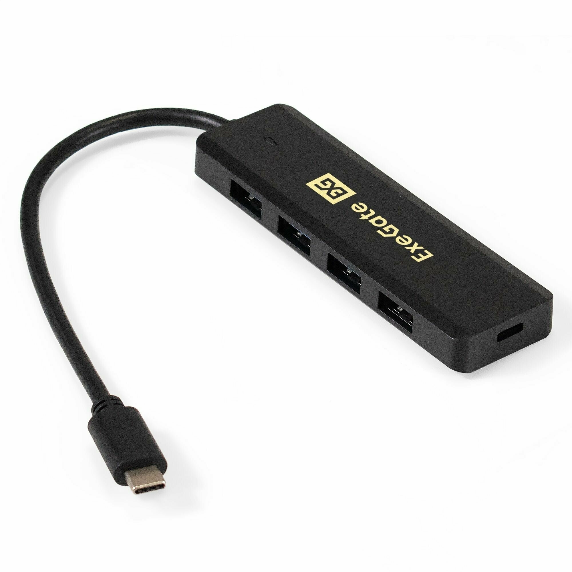 Концентратор Exegate 4-в-1 (кабель-адаптер USB Type C --> 4xUSB3.0, Plug&Play, черный) - фото №1