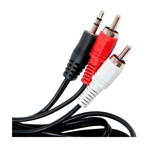 Кабель VCOM 3.5 Jack - 2xRCA (VAV7183), 5 м, 1 шт., черный кабель соединительный 5 0м vcom telecom 3 5 jack m 2xrca m стерео аудио tav7183 5m