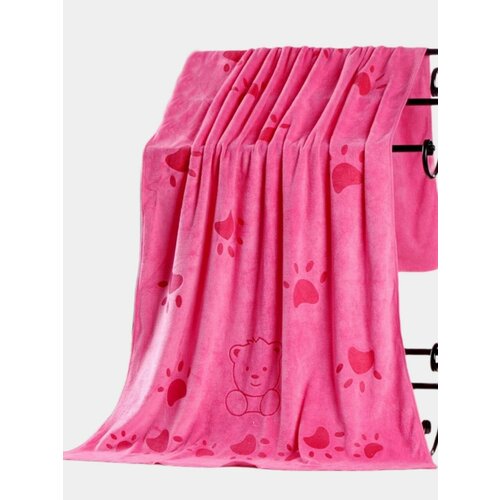 полотенце для домашних животных элитное качество для нежных лапок и носиков Полотенце из микрофибры для животных, размер 70х140см, цвет розовый