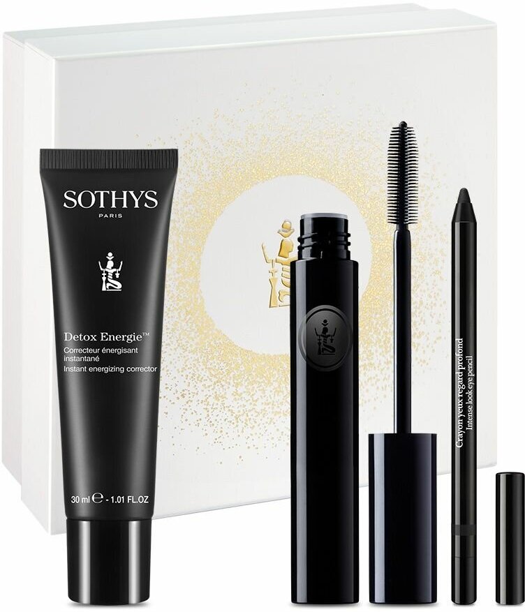 Sothys, Набор Make-Up Box: Energizing corrector, 30 мл + Карандаш для глаз черный + Тушь черная