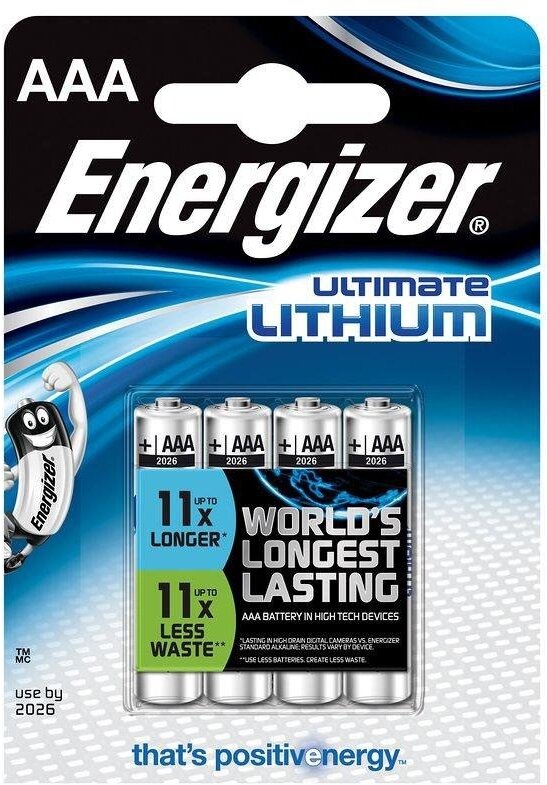 Батарейка Energizer AAA FR03 Ultimate Lithium BL4, 4шт.