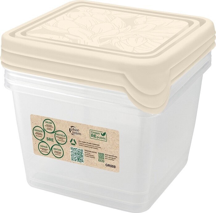 Набор контейнеров Green Republic для продуктов (лен, квадрат, 3 шт), 0,75 л PT145212000