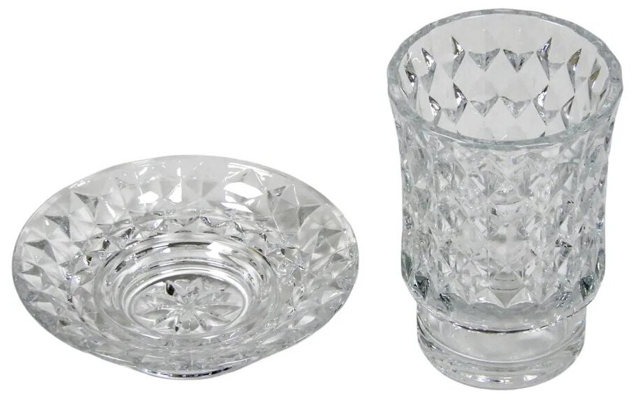 Набор мыльница стеклянная круглая и стакан для зубных щеток AICITY дизайнерские запасные - фотография № 6