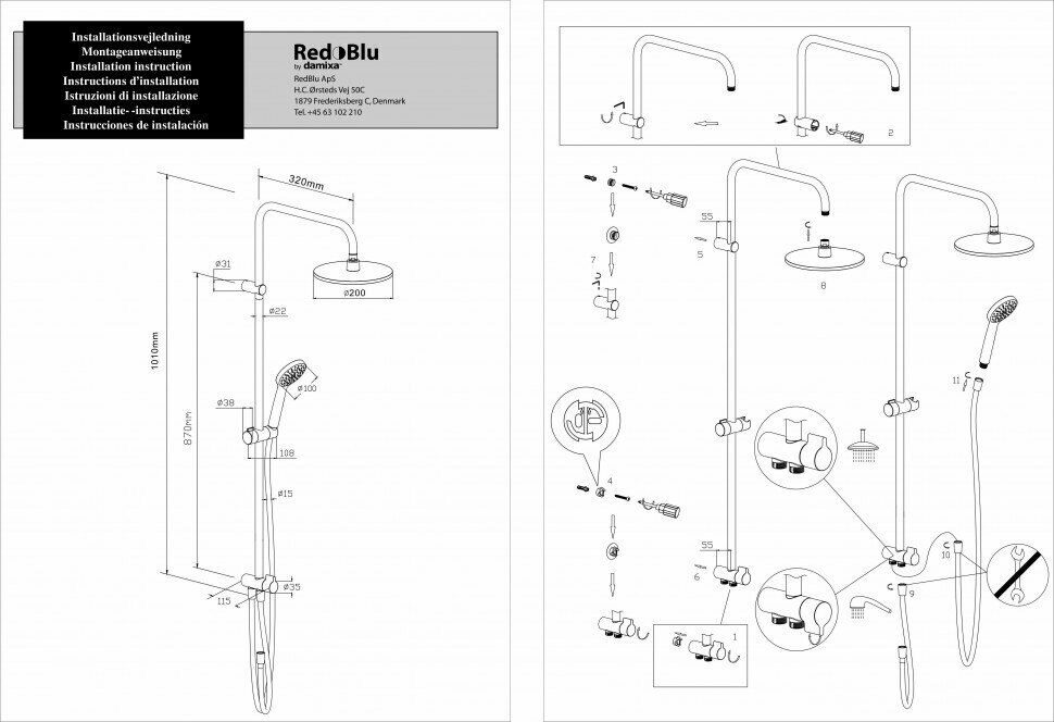 Система душевая Damixa Redblu Origin One 978100000 - фото №16