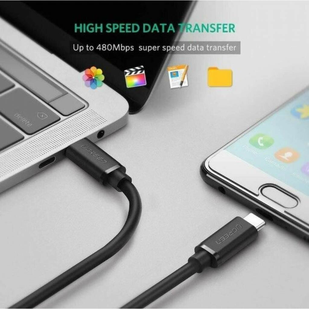 Кабель UGREEN 50996_ USB-C 2.0 Male/USB-C 2.0 Male 3A Data, 0.5м, black - фото №6