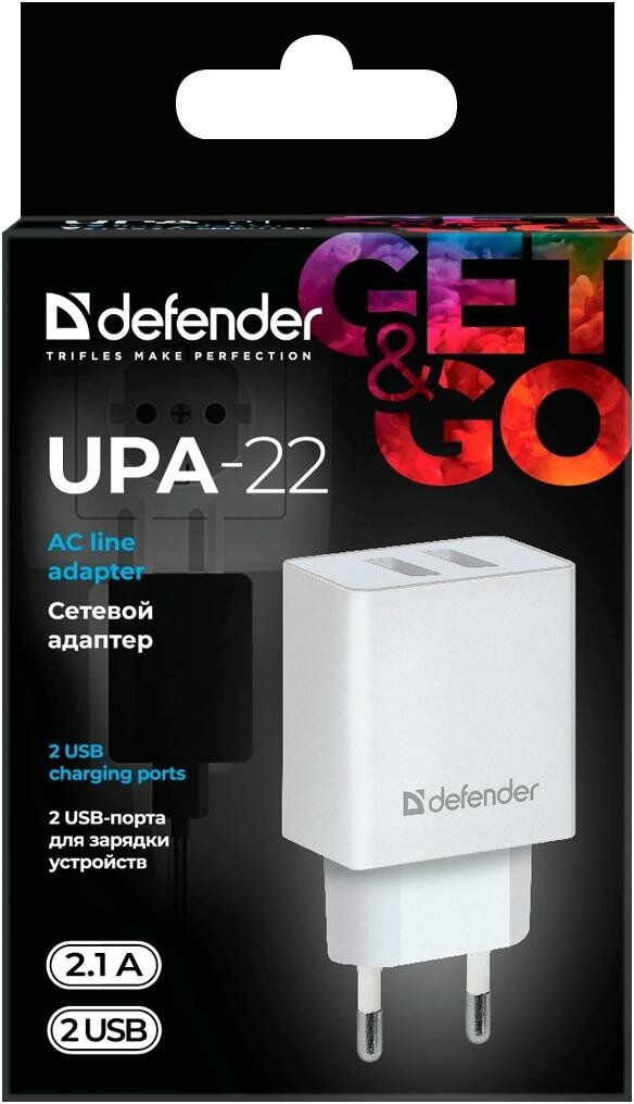 Сетевое зарядное устройство DEFENDER UPA-22, 2xUSB, 2.1A, черный - фото №13