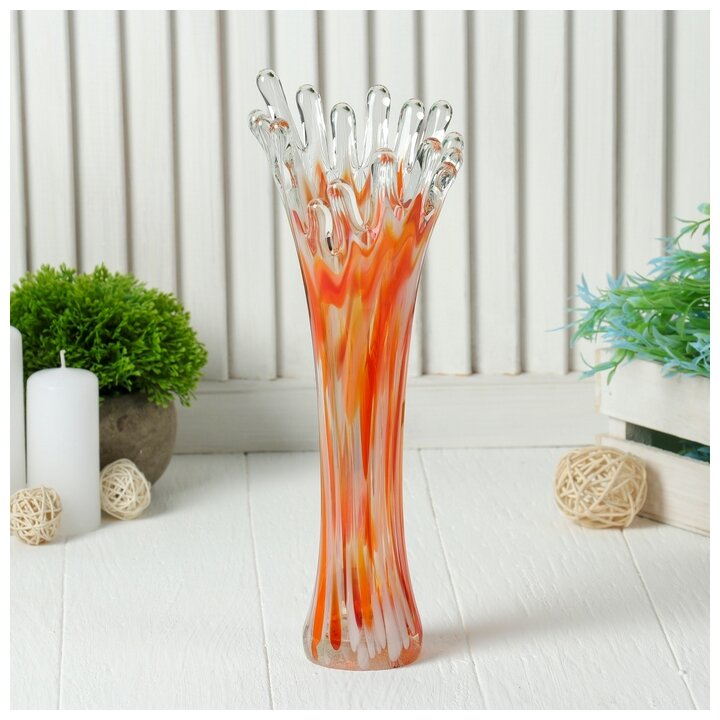 фото Ваза "Коралл" 28 см, красно-белая 1984719