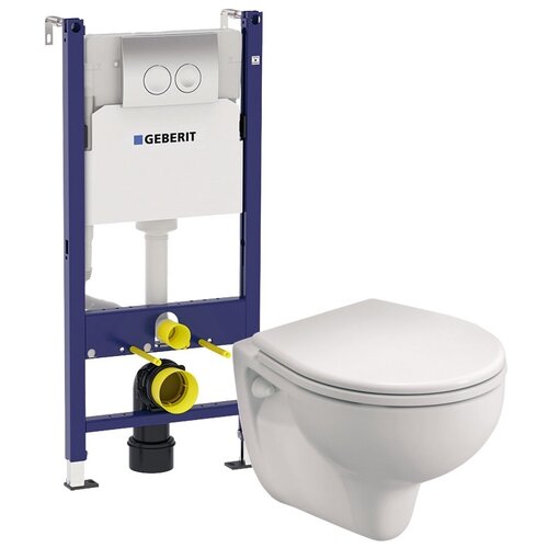 Унитаз с инсталляцией подвесной GEBERIT Duofix 458.124.21.1-K931 с горизонтальным выпуском серебристый