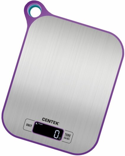 Весы кухонные CENTEK CT-2461 - платформа из нерж. Стали, электронные, max 5кг, шаг 1г, LCD