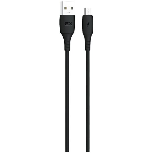 Дата-кабель/Exployd/USB - microUSB/круглый/силикон/чёрный/1М/3A/Flow/EX-K-1283 дата кабель exployd usb 8 pin круглый силикон чёрный 1м 3a flow ex k 1249